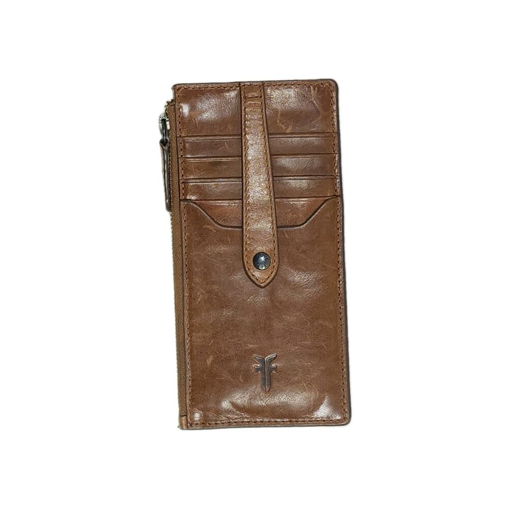Frye Melissa Genuine Leather Khaki W Key Ring Snap Card Wallet